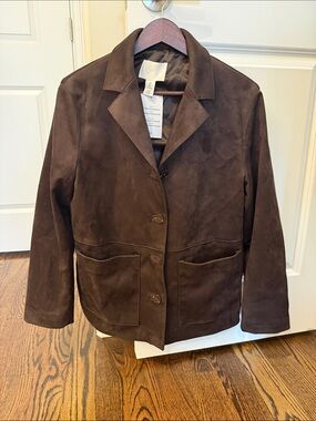 H&M Dark Brown Suede Button-Front Jacket